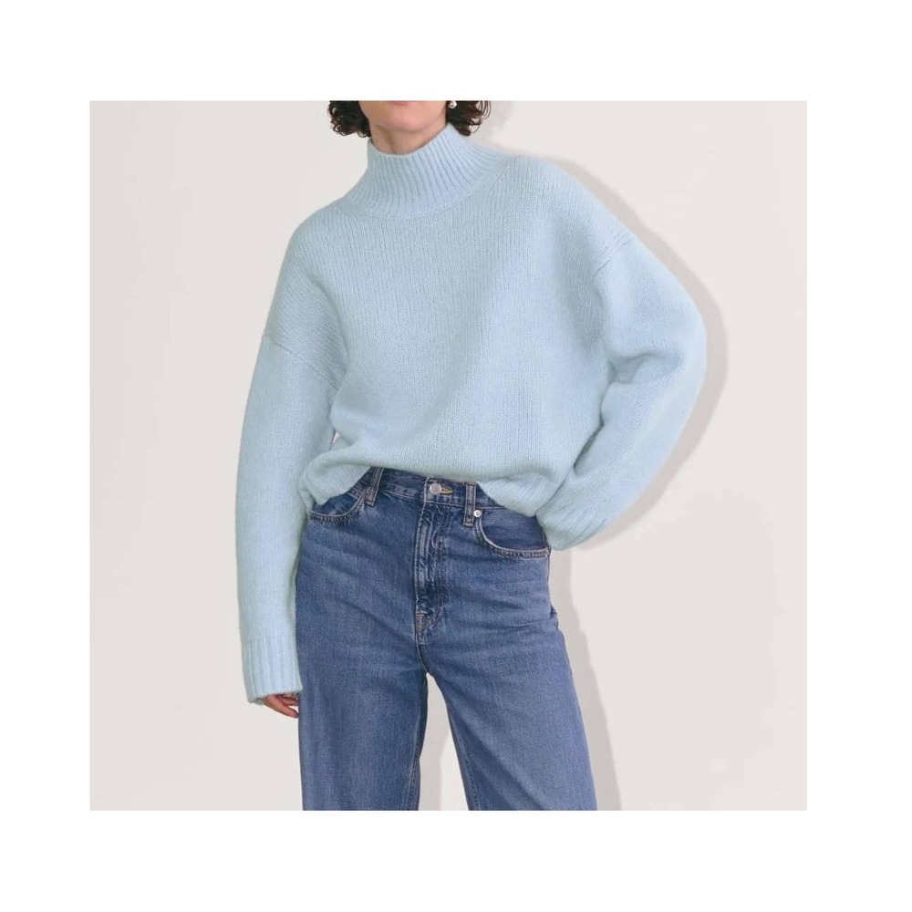 Everlane The Cloud Oversized Turtleneck Chambray Blue Sweater M